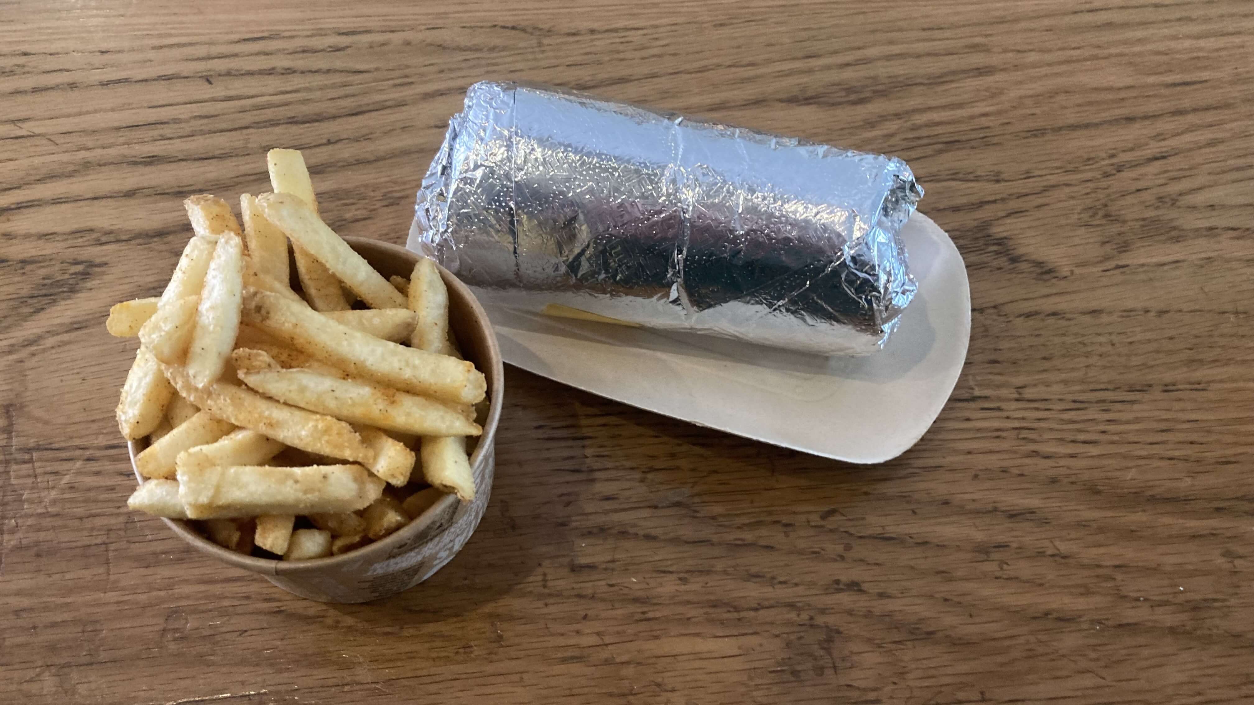 Fries, Chicken Burrito