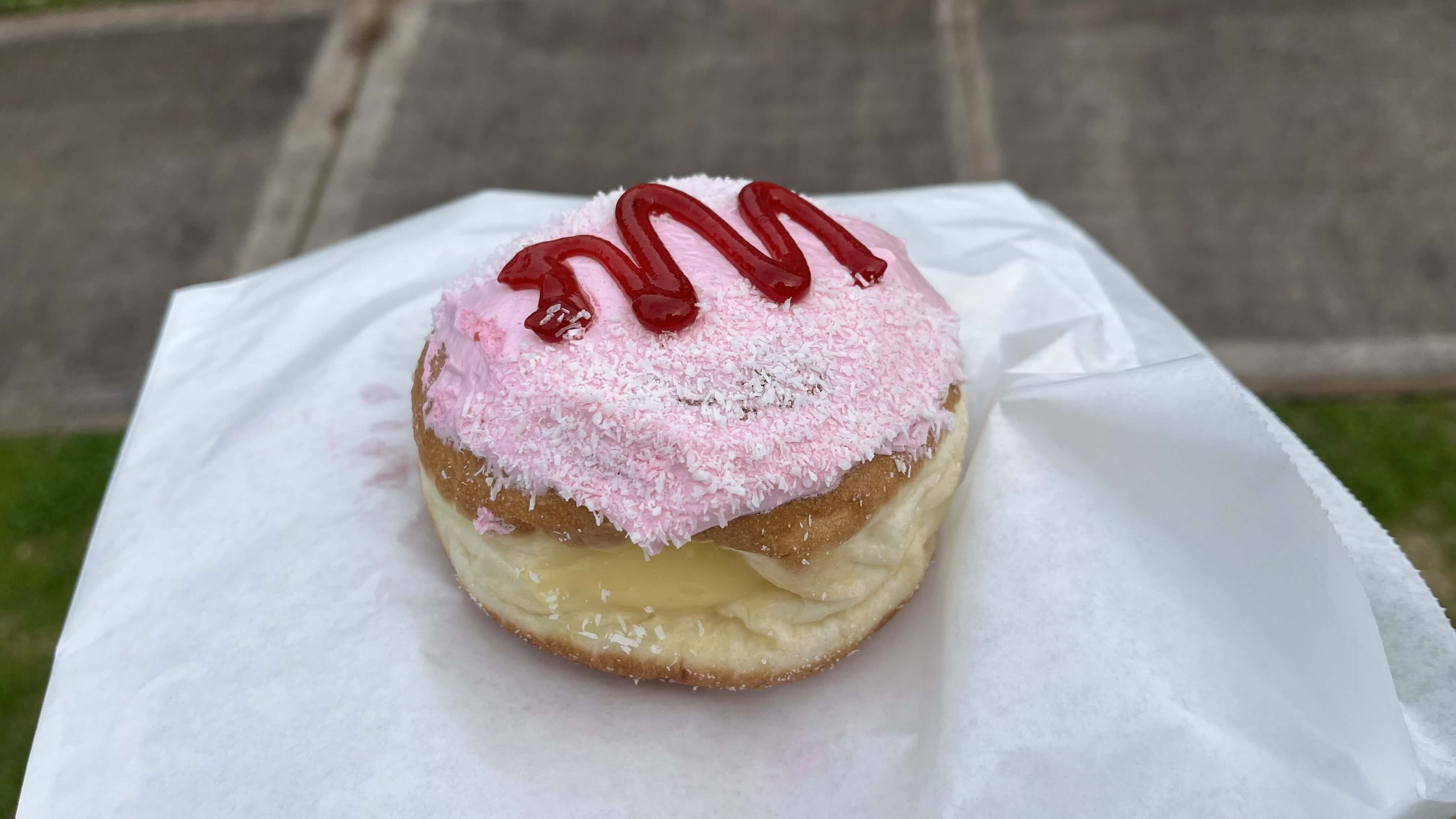 Pink Covered Custard Donut