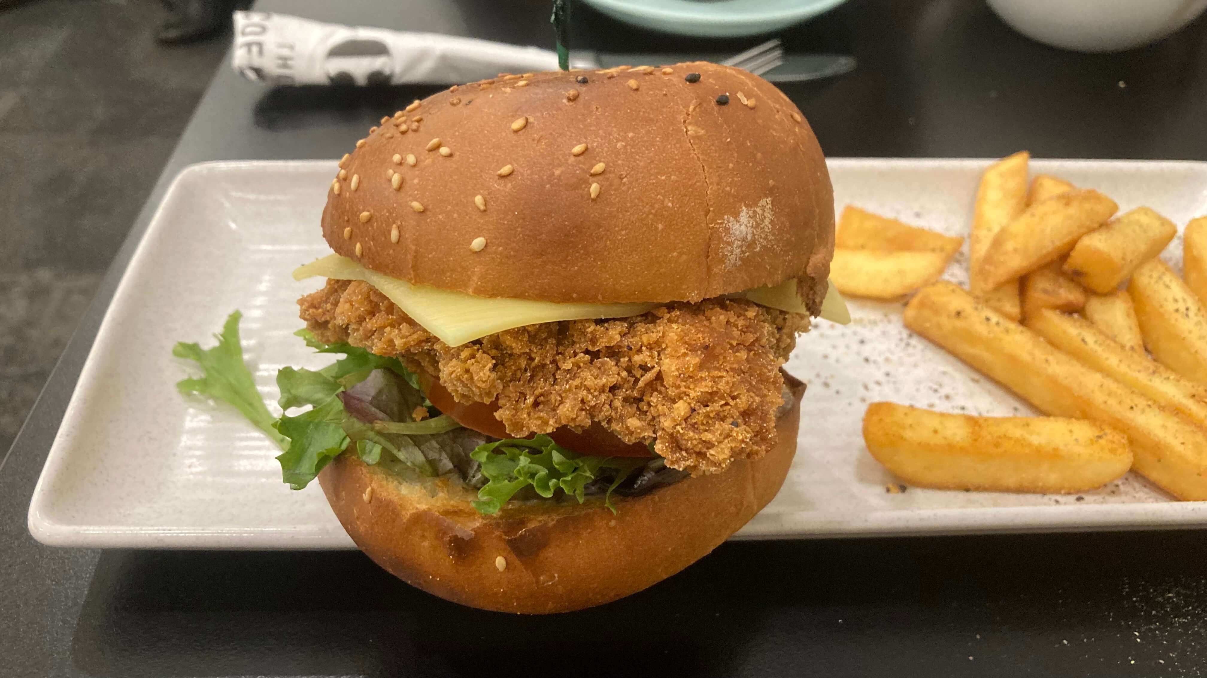 Crispy Chicken Fillet Burger with Chips